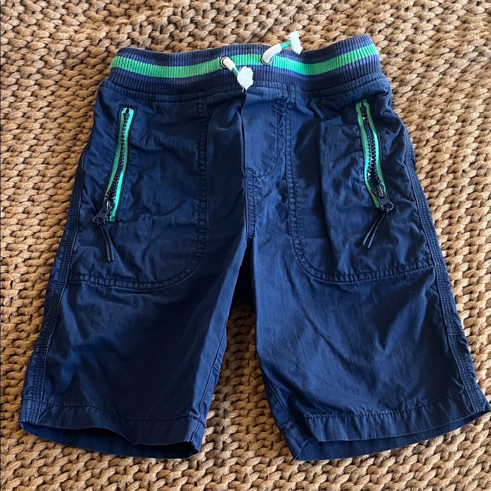 Mini Boden Dark Blue Kids Shorts with Green Accents